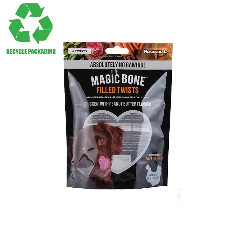 Fornecedor da China Reciclável 250G 140 Microns Branco PE sombreamento à prova de umidade Bcat pacote de alimentos para animais de estimação Bolsa Stand Up com logotipo