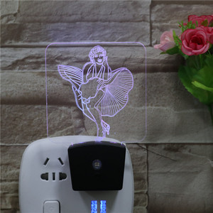 Yüksek kaliteli ışık sensörü fişi 7 renk ile LED duvar lamba özelleştirmek akrilik tasarım 3D gece ışıkları - Product Image 5