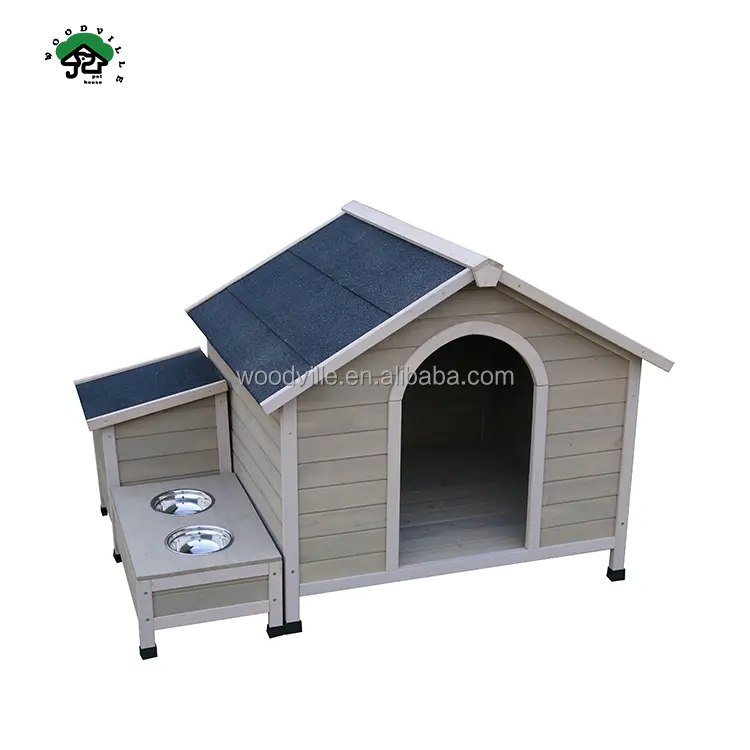2024パティオ木製犬小屋用ボウルと収納ボックス付き木製犬ケージ