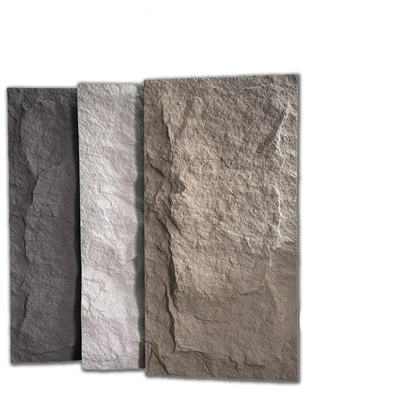 مواد جديدة PU فطر حجر ديكور الجدران الداخلية استبدال الحجر 3d رمادي pu لوحة ديكور الحائط التلفزيون