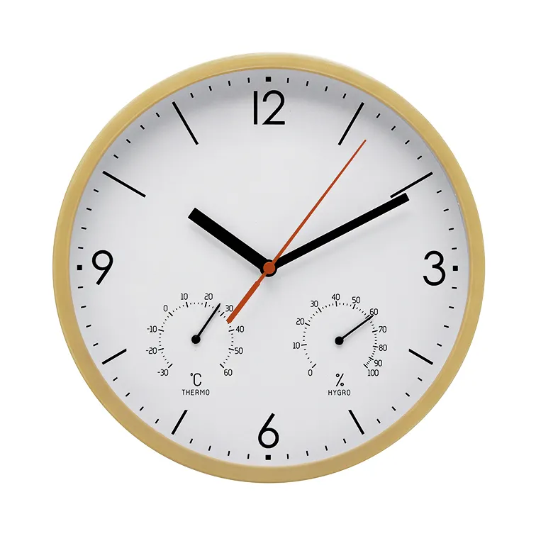Offre Spéciale 10 pouces horloge En Plastique Horloge Murale Avec la température Et humidité Fonction pour la maison décoration