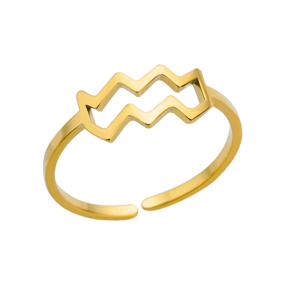 Gold Plated Zodiac Ring - Water bottle