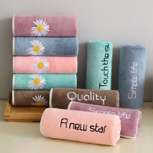 Microfiber <strong>Towel</strong> Daily Small <strong>Daisy</strong> Youth Gift Quick Drying Absorbent Soft Embroidered Word - Product Image 4
