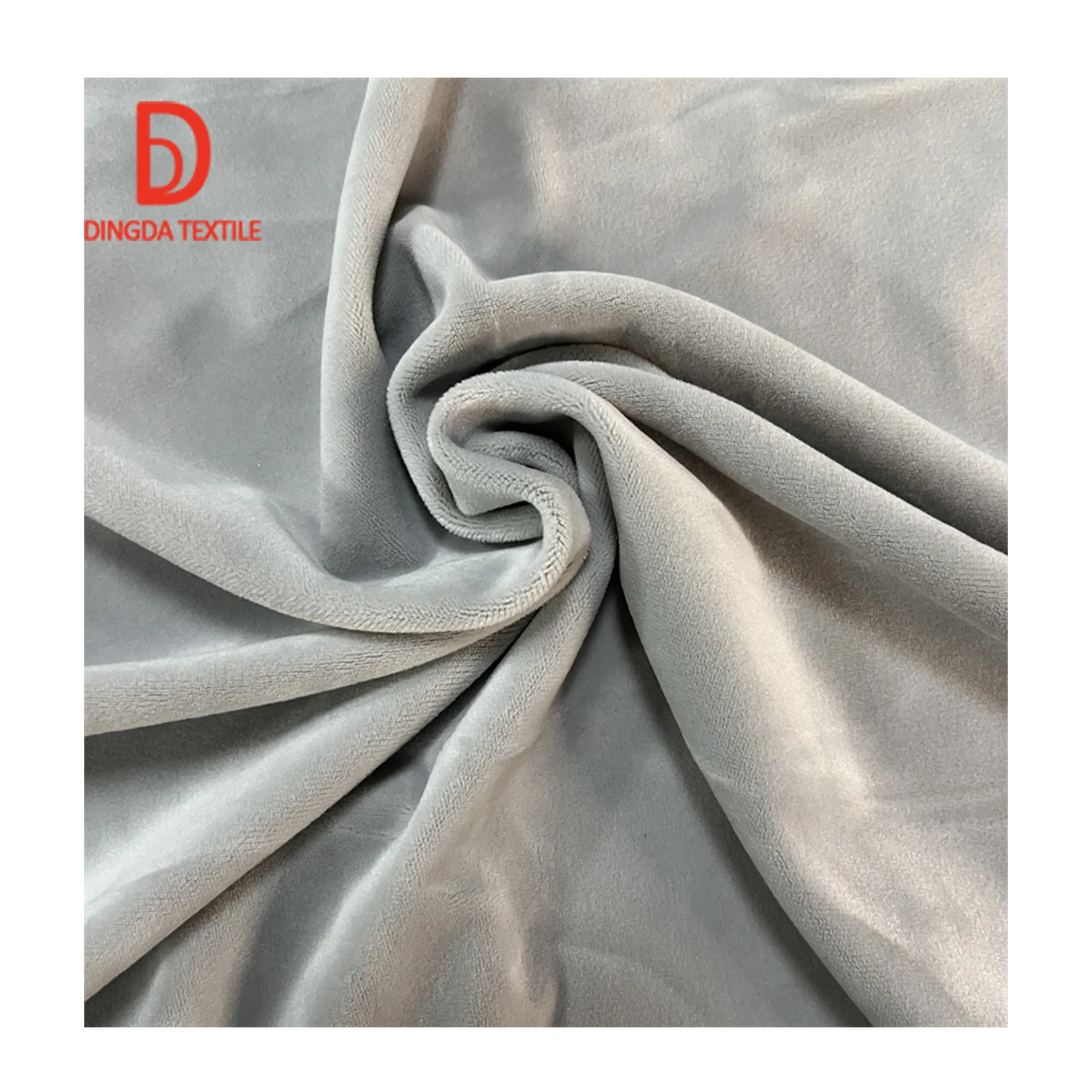 Manufacturers wholesale super soft fabric 95% polyester 5% spandex dyed color brushed velvet clothing fabric