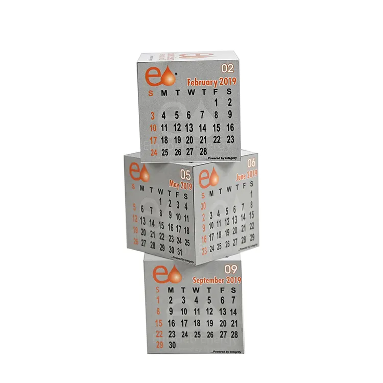 Calendario di blocchi di cubi verticali magnetici personalizzati da 12 mesi con 3 cubi magici