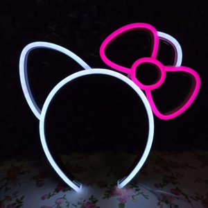 カスタムUSBバッテリー駆動の輝くウサギの耳<span class=keywords><strong>LED</strong></span>ネオンライトヘッドバンドパーティーデコレーションヘッドバンドライトサイン発光ヘアピン