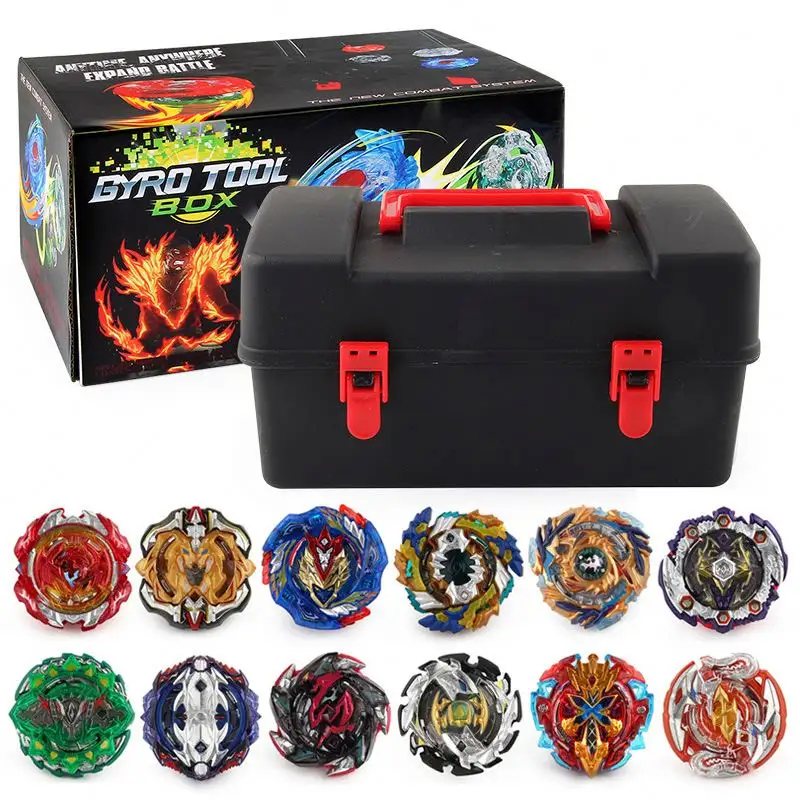 Novo Spinning Top Toy Conjuntos Beyblades com Caixa De Armazenamento Puxar Régua Lançador Batalha Dreidel Top Gyro Liga de Aço Inoxidável + ABS