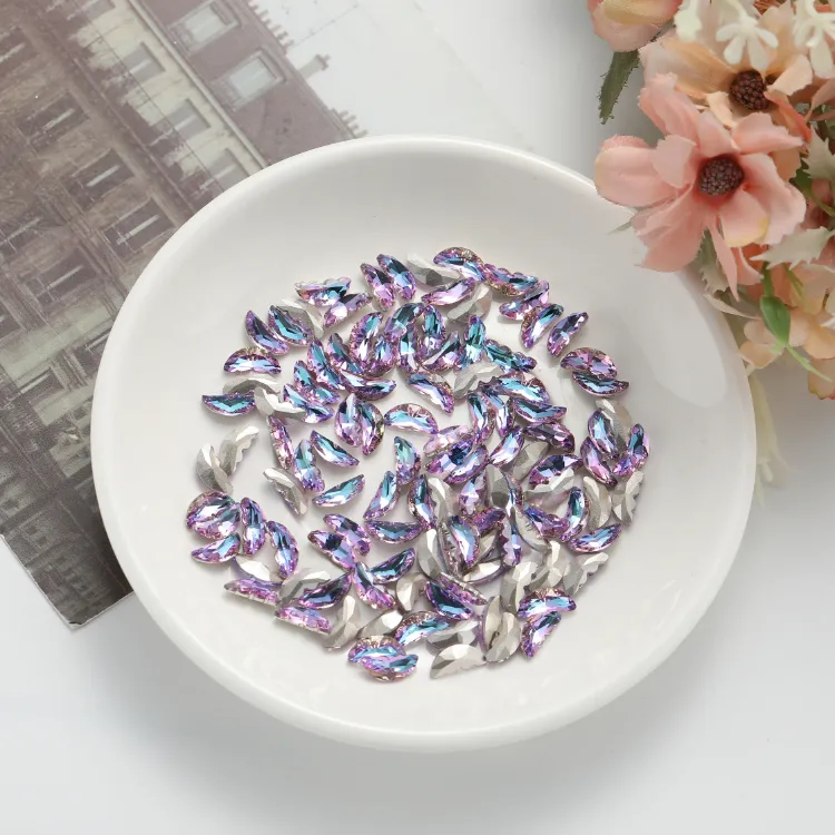 4,5X10Mm 200 Stuks/zak Hot Selling Crystal Ab Transparant Bulk Platte Achterkant Glas Niet Hotfix Vlinder Nail Strass