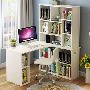 Escritorio de ordenador con estante, mesa de estudio integrada para dormitorio, escritorio de estudiante, combinación de escritorio de oficina junto a la cama