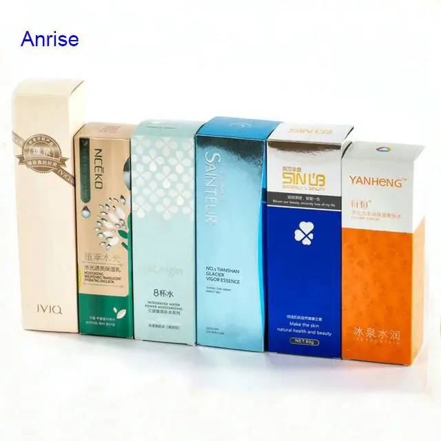 Cajas de papel de cartón blanco de impresión de colores personalizados de lujo, embalaje para botella de crema cosmética
