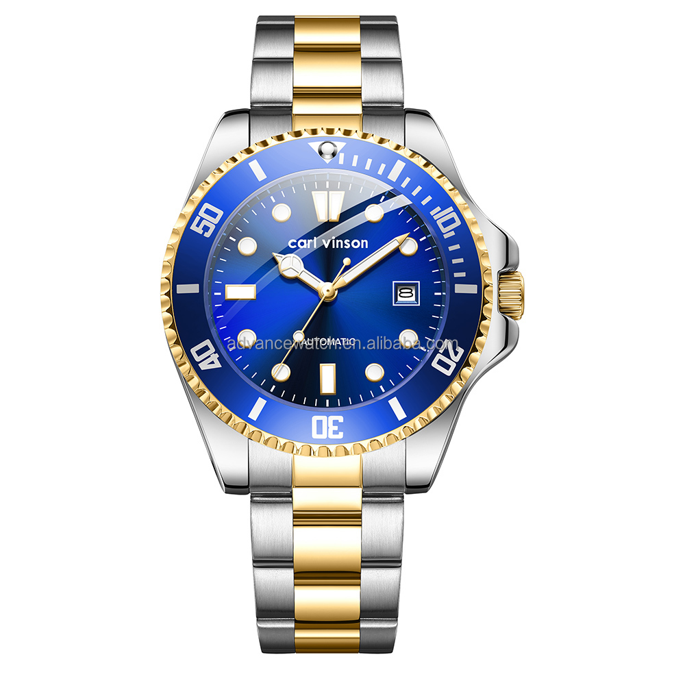 Boîtier bleu avec bracelet bicolore