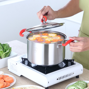 Bán Buôn Tùy Chỉnh Thép Không Gỉ Nấu Ăn Bộ Nồi Không Dính Đồ Nấu Nướng Với Silicone Xử Lý Phẳng Dưới Lò An Toàn - Product Image 4