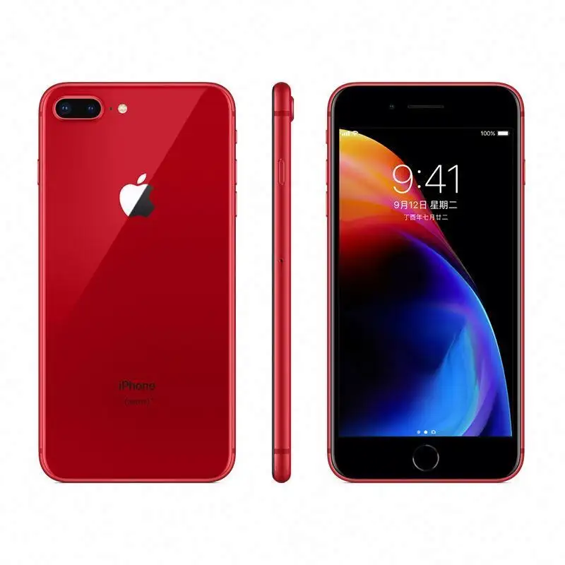 هاتف محمول حمراء اللون مستعملة من الدرجة الأولى سعة 64 جيجابايت هواتف 7 و8 Plus