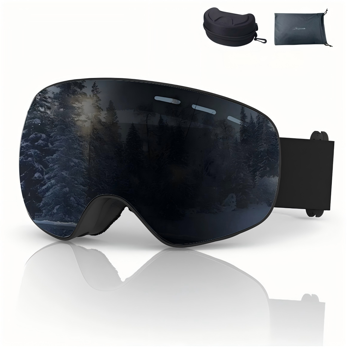 HX-037 Monture Noir Mat, Verres Gris (Étui EVA + Pochette)