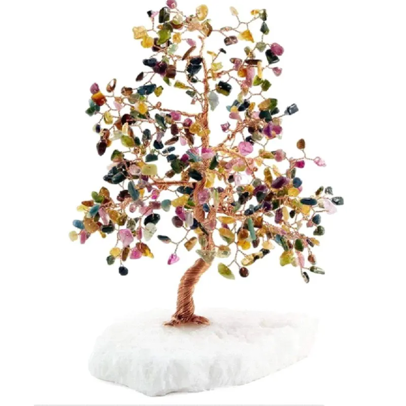 Árbol de cristal de gran tamaño de la vida riqueza cuarzo fortuna curación Reiki cristal árboles de Navidad para Decoración