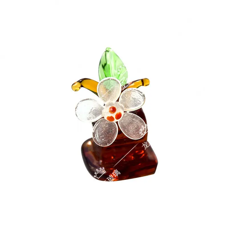 Venda por atacado de fábrica de vidro para decoração de casa e sala de estar, mini girassol de cristal feito à mão, flor rosa para plantas