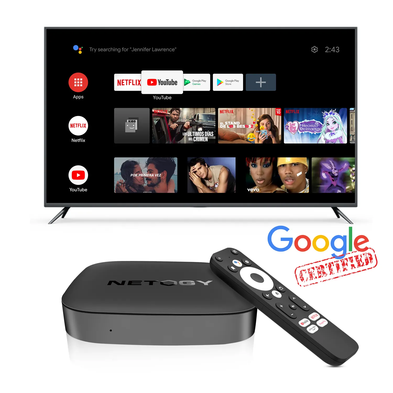 Atacado ATESE TV Box de alta definição decodificador Android 11.0 amlogic S905Y4 Chip Media Player com certificação do Google 4K TV box