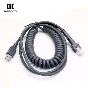 Chinese Factory 3M LS2208 Coiled USB to RJ48 Barcode Scanner <strong>Cable</strong> CBA-U02-C09PAR PVC Jacket Braid Shielding for Computer Use - Product Image 1