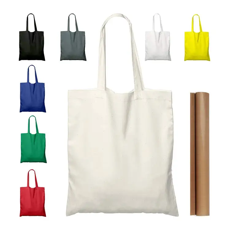Sacos de tecido de algodão para compras, sacos em branco naturais personalizados
