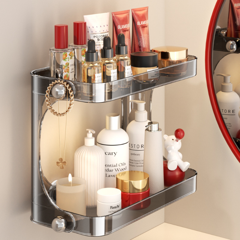 Suction Cup Double-Layer Shelf (Milk Silver)