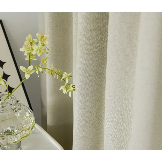 Özelleştirilmiş tasarım 110 "inç 280cm genişlik polyester perde kumaşı keten karartma oturma odası için