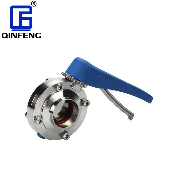 QINFENG Water Industrial Usage Sanitary Stainless 304 316 Plastic Multi Position Handle Welded Manual Butterfly Valve For Food