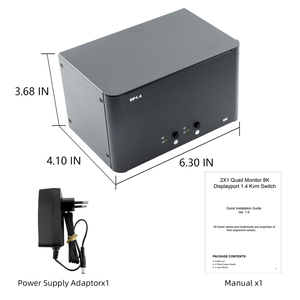 <strong>2</strong>-Port 8K Quad <strong>Monitor</strong> DP1.4 <strong>KVM</strong> <strong>Switch</strong> Supports 4 <strong>Computers</strong> <strong>1</strong> Set Keyboard Mouse Compatible Windows/Mac/Linux DDR3 RAM Quad New - Product Image 3