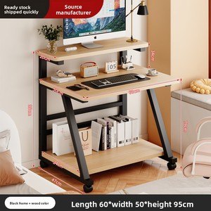 Modern Small Apartment <strong>Computer</strong> <strong>Table</strong> Mini Mobile Desk <strong>for</strong> Single User Simple <strong>Three</strong>-Layer Desktop <strong>for</strong> Bedroom Panel Wood Style - Product Image 6