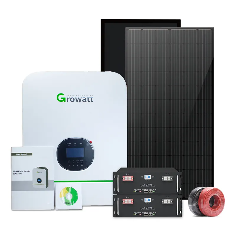 نظام الطاقة الشمسية الكامل من Growatt, نظام الطاقة الشمسية الكامل 5 كيلو وات ، نظام الطاقة الشمسية خارج الشبكة 5 كيلو وات 8 كيلو وات 10 كيلو وات ، نظام الطاقة الشمسية