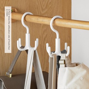 Colgador de gancho múltiple giratorio de 360 grados de un solo nivel, gancho de armario de plástico de 4 ganchos, colgador multifuncional giratorio - Product Image 1
