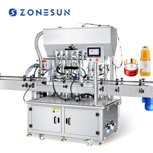 ZONESUN אוטומטי 6 ראשי סרוו חמה רוטב בוכנה משאבת דבש להדביק כמותיים להדביק בוטנים חמאת בקבוק מילוי מכונות