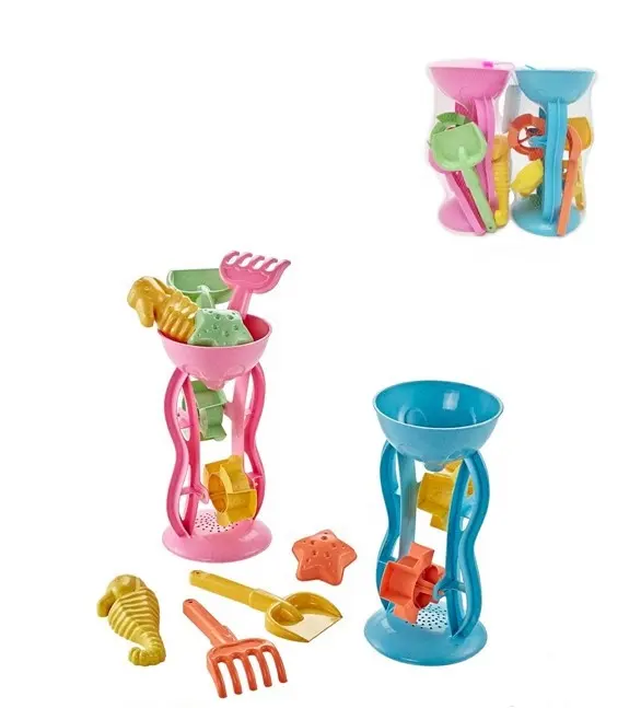 Caja de arena de paja de trigo para niños, 5 uds., juguetes de arena, rueda de agua, Color aleatorio, juguetes de playa de verano con Kit de herramientas