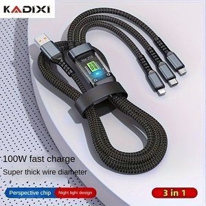 Data Cable 3 in 1 USB Cable 100W Type C Multi-function <strong>One</strong> to Three Lines 1.2m Cable <strong>Charger</strong> for iphone - Product Image 3