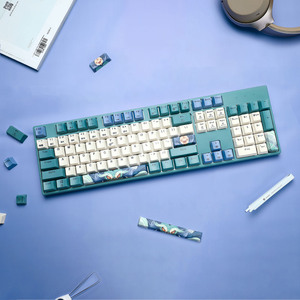 Teclado retroiluminado RGB personalizado con cable USB de escritorio 104 teclas de moda azul diseño chino teclado óptico para juegos para ordenador PC - Product Image 6