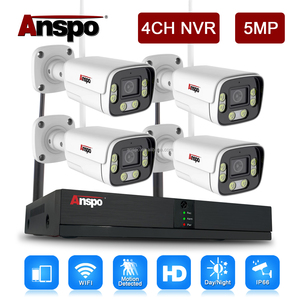 Anspo 5MP Full Color 4CH WIFI NVR KIT <strong>Wireless</strong> <strong>Security</strong> <strong>System</strong> 4 Channel Audio Cctv Camera <strong>System</strong> 2k Cctv <strong>System</strong> Home <strong>Security</strong> - Product Image 2
