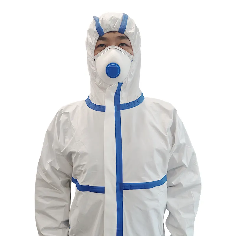 Macacão de kit de PPE descartável à prova d'água Macacão microporoso tipo 5/6 com capuz roupa de segurança com roupa de PPE