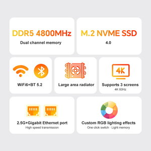 มินิพีซี Type-C เอาต์พุตพร้อมกันของสามหน้าจอ Android 11 Amd R7-7840Hs ประเภท C แหล่งจ่ายไฟมินิพีซี - Product Image 2