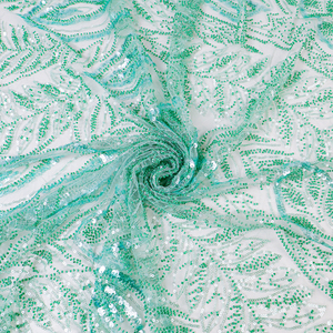 Bạc Hà màu xanh lá cây lá hoa sequin vải trên cơ sở <span class=keywords><strong>Net</strong></span> thêu <span class=keywords><strong>Net</strong></span> tôn tạo thời trang ren vải cho may mặc & trang trí nội thất - Product Image 4