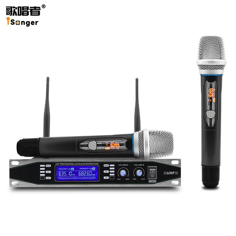 ISonger IG300A High quality UHF 2 Handheld Fm Wireless Mic Cordless Microphone microfono inalambrico profesional