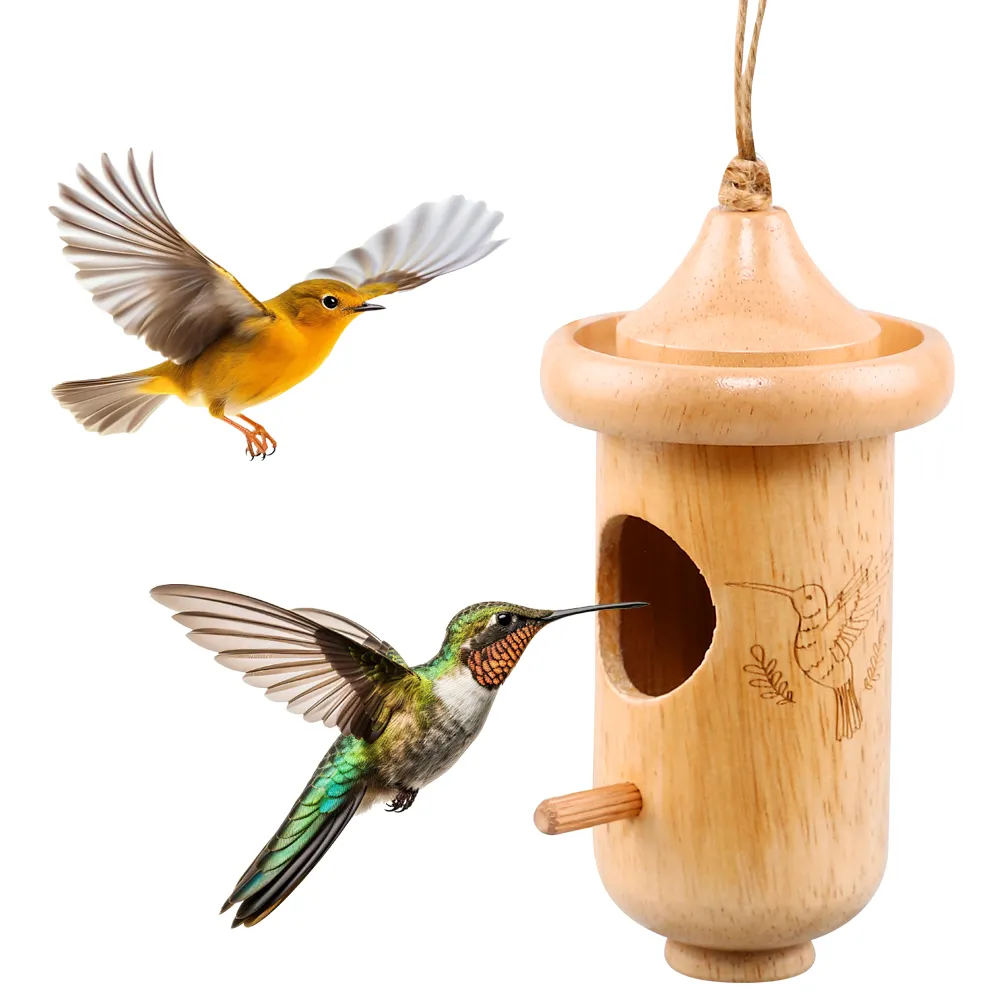 Atacado Mini Pré-fabricado Birdhouse Madeira Outdoor Hummingbird Casa