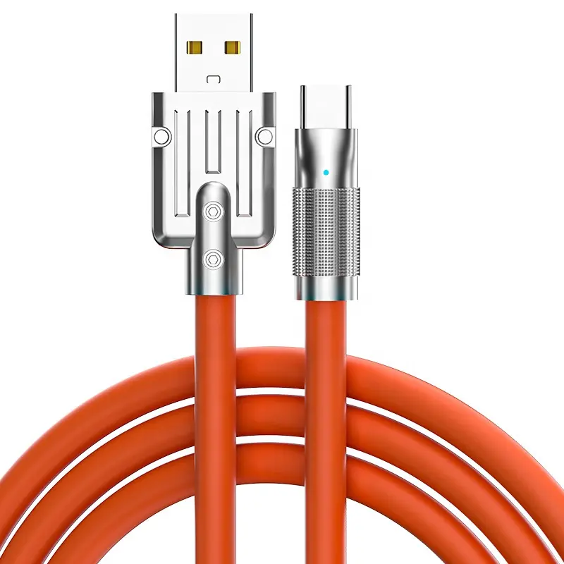 Metal Zinc Alloy Liquid Silicone 6A 120W Super Fast Charging Cable USB Type C Fast Charging Cable