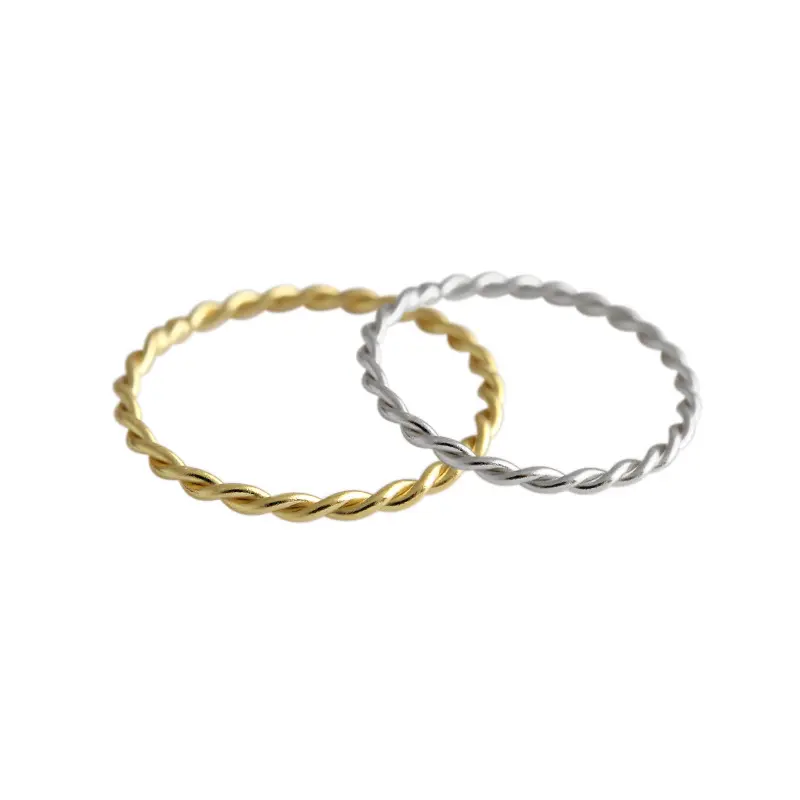 S925 Sterling Silver Ring ins minimalista due fili torsione sottile anello personalizzato versatile Anello In Argento