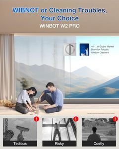 Ecovacs winbot เครื่องดูดฝุ่นติดกระจกไฟฟ้า, W2มือโปรหุ่นยนต์เครื่องพ่นน้ำระบบป้องกัน10ระดับการวางแผนเส้นทางแบบ WIN-Slam 4.0 - Product Image 5