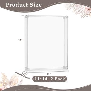 Acrylic Shadow <strong>Box</strong> <strong>Frame</strong> Large 2.5&quot; <strong>Deep</strong> Shadow <strong>Box</strong> <strong>Display</strong> Case Clear Shadowbox Memory <strong>Box</strong> for Wedding Bouquet,Memorabilia - Product Image 3
