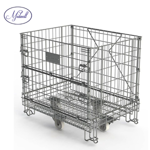 Contenedor de malla de jaula de acero de almacenamiento plegable de tamaño personalizado gran capacidad de carga con caja de hojas de PP tipo de producto - Product Image 1