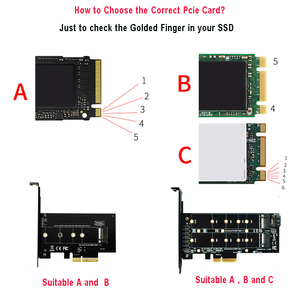 M.2 To PCIe Adapter M2 NGFF SSD NVME M SATA B Key PCI-e 3.0 X4 X8 X16 2230-2280 M.2 Ssd Controller Converter Card - Product Image 5