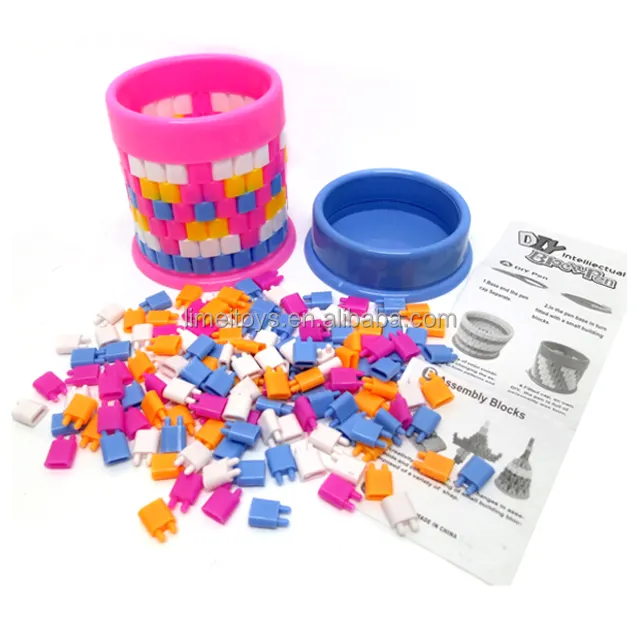 Conector de plástico barato, brinquedos de plástico, lápis, conexão, mini blocos, brinquedos para crianças, jogo diy
