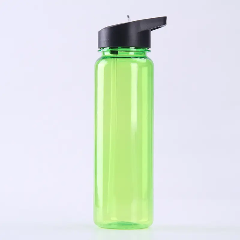 Ecológico Gimnasio Botella de agua de plástico transparente Flip Straw Camping Senderismo mango de elevación Promocional Obsequios Botella de agua