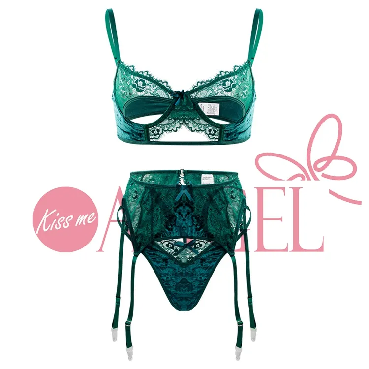 KISS ME ANGEL sexy sexy senza schienale sottile reggiseno a vita bassa cintura sottile push up reggiseno sexy e slip set di tre pezzi