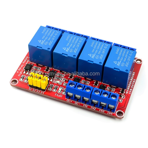 Lager 4-Kanal 5V 12V 24V Relaisemodul Rotplatte Optokuppler Isolationsausgang Trigger-Relaisemodul mit hohem niedrigem Niveau - Product Image 1